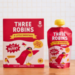 Three Robins Super Berry Little Smoothie multipack box beside pouch